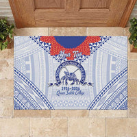 Queen Salote College 100 Years Personalized Rubber Doormat Tonga QSC Heilala Lei White Ngatu Pattern