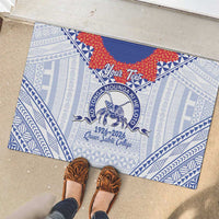 Queen Salote College 100 Years Personalized Rubber Doormat Tonga QSC Heilala Lei White Ngatu Pattern
