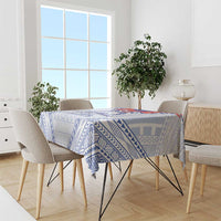 Queen Salote College 100 Years Personalized Tablecloth Tonga QSC Heilala Lei White Ngatu Pattern