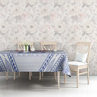 Queen Salote College 100 Years Personalized Tablecloth Tonga QSC Heilala Lei White Ngatu Pattern