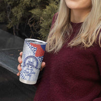 Queen Salote College 100 Years Personalized Tumbler Cup Tonga QSC Heilala Lei White Ngatu Pattern