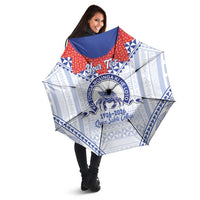 Queen Salote College 100 Years Personalized Umbrella Tonga QSC Heilala Lei White Ngatu Pattern