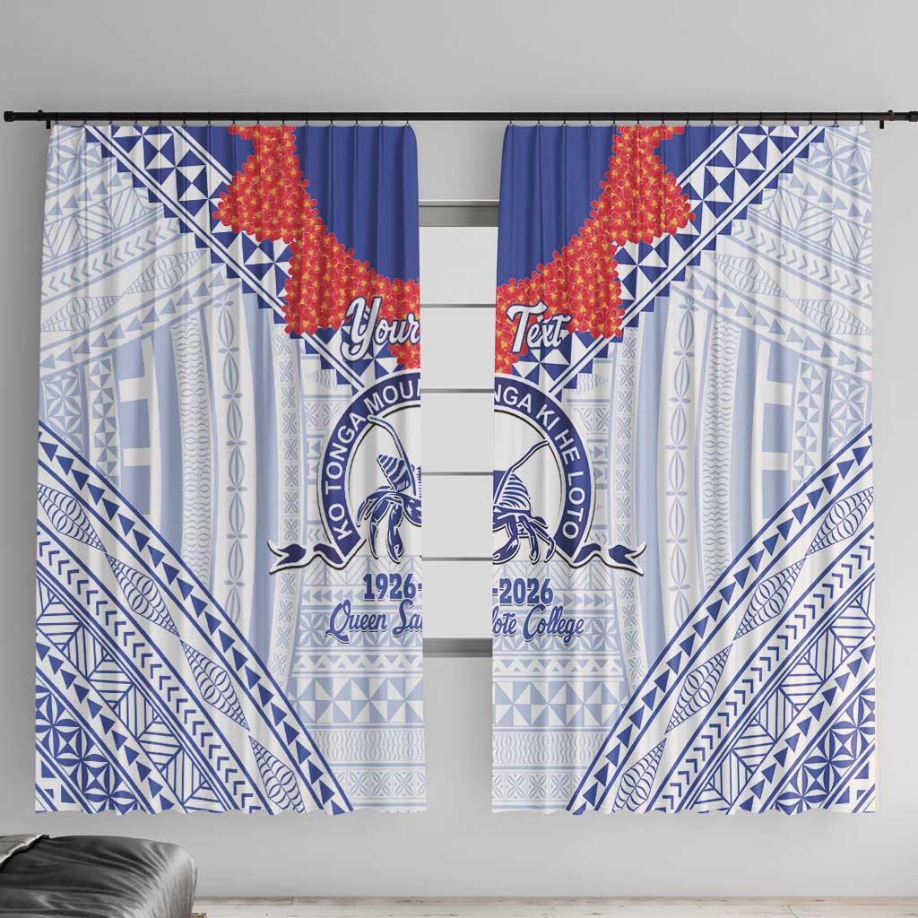 Queen Salote College 100 Years Personalized Window Curtain Tonga QSC Heilala Lei White Ngatu Pattern