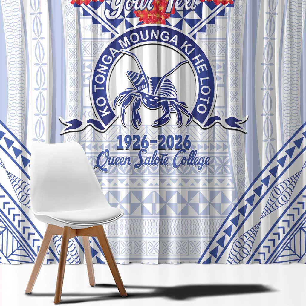 Queen Salote College 100 Years Personalized Window Curtain Tonga QSC Heilala Lei White Ngatu Pattern