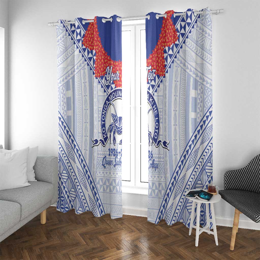 Queen Salote College 100 Years Personalized Window Curtain Tonga QSC Heilala Lei White Ngatu Pattern