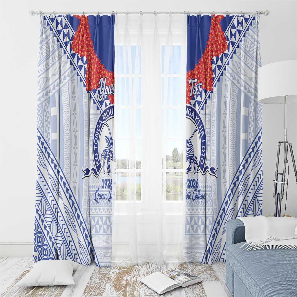 Queen Salote College 100 Years Personalized Window Curtain Tonga QSC Heilala Lei White Ngatu Pattern