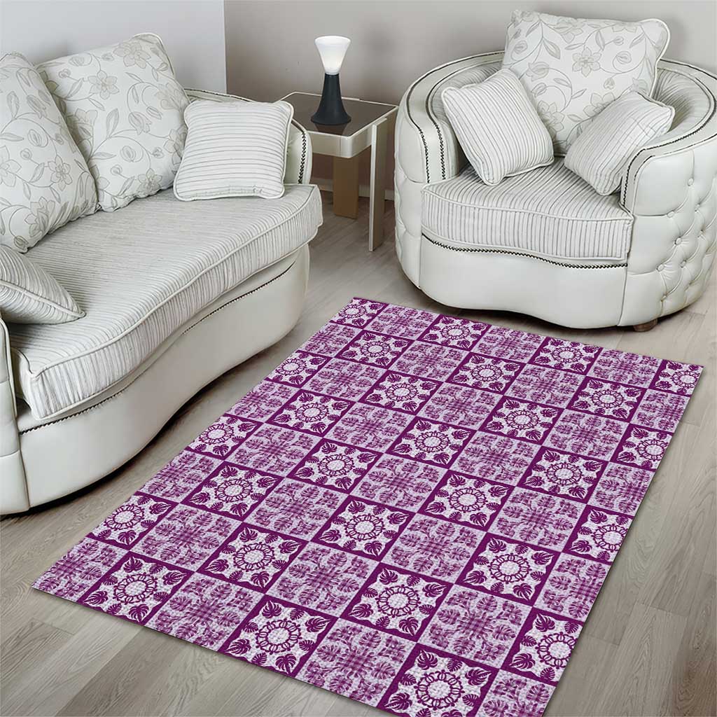 Poni Palaka Quilt Hawaii Area Rug Hawaiian Tropical Monstera Sea Turtle