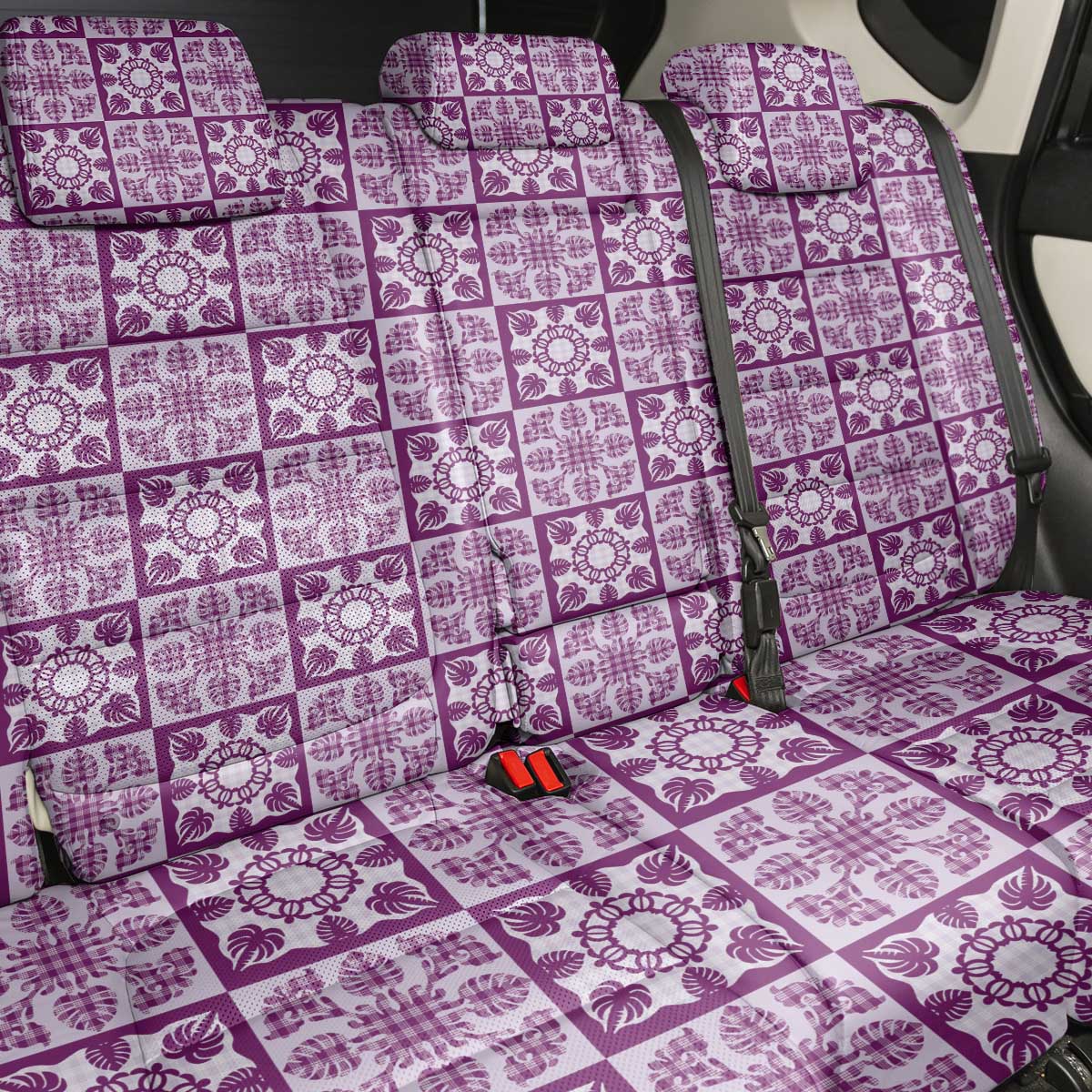 Poni Palaka Quilt Hawaii Back Car Seat Cover Hawaiian Tropical Monstera Sea Turtle