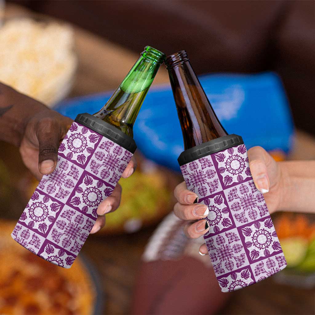 Poni Palaka Quilt Hawaii 4 in 1 Can Cooler Tumbler Hawaiian Tropical Monstera Sea Turtle LT14 - Polynesian Pride