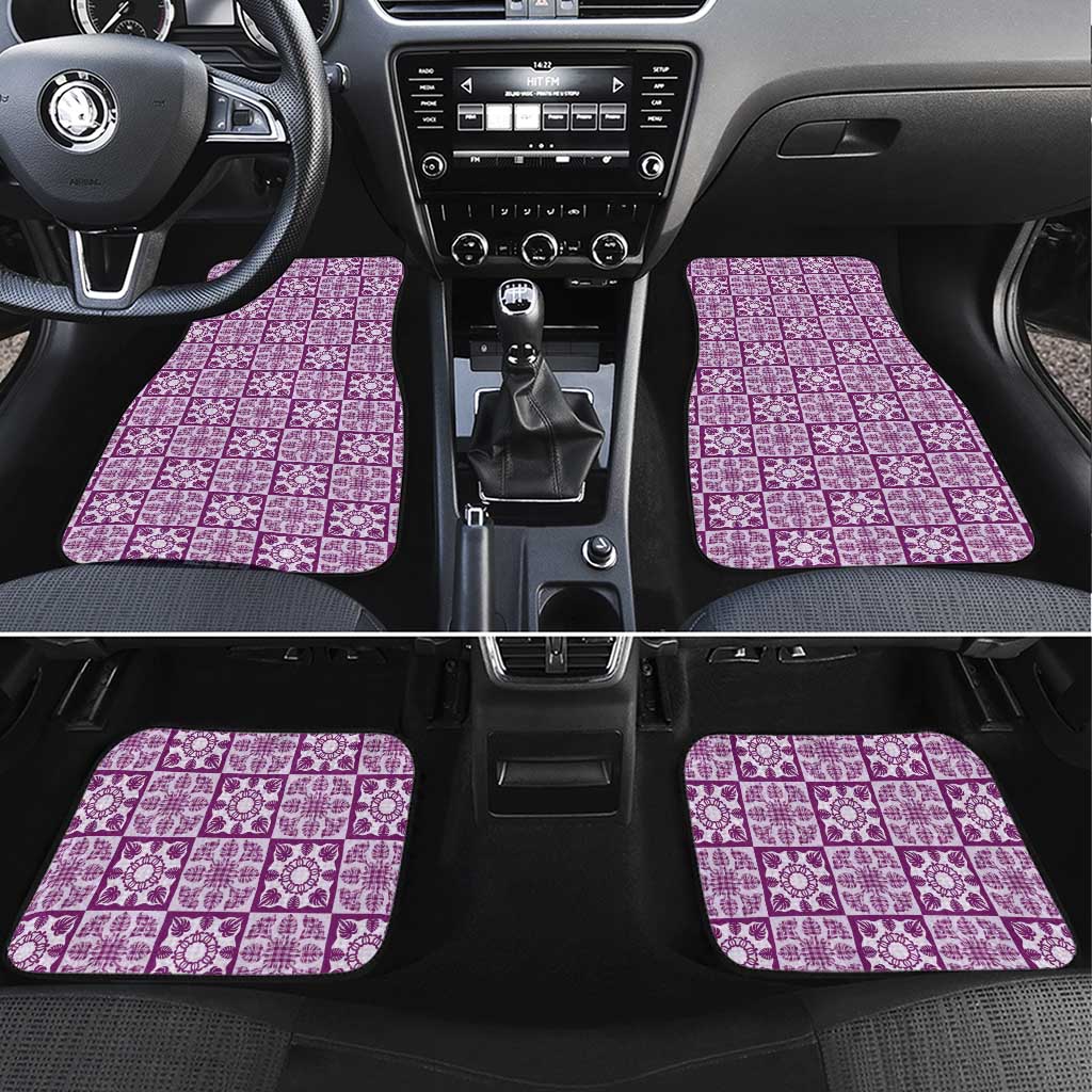 Poni Palaka Quilt Hawaii Car Mats Hawaiian Tropical Monstera Sea Turtle LT14 Set 4pcs Purple - Polynesian Pride