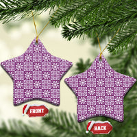 Poni Palaka Quilt Hawaii Ceramic Ornament Hawaiian Tropical Monstera Sea Turtle LT14 Star Purple - Polynesian Pride