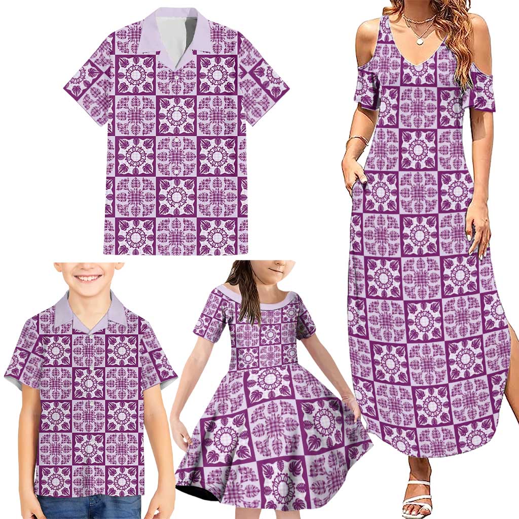 Poni Palaka Quilt Hawaii Family Matching Summer Maxi Dress and Hawaiian Shirt Hawaiian Tropical Monstera Sea Turtle