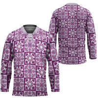 Poni Palaka Quilt Hawaii Hockey Jersey Hawaiian Tropical Monstera Sea Turtle