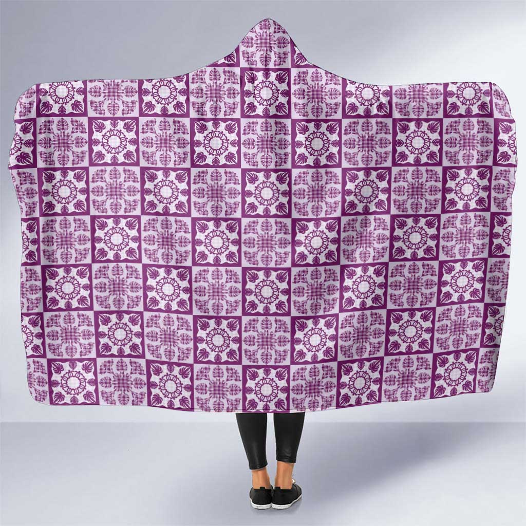 Poni Palaka Quilt Hawaii Hooded Blanket Hawaiian Tropical Monstera Sea Turtle LT14 One Size Purple - Polynesian Pride