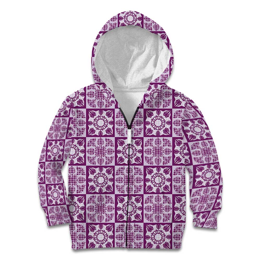 Poni Palaka Quilt Hawaii Kid Hoodie Hawaiian Tropical Monstera Sea Turtle