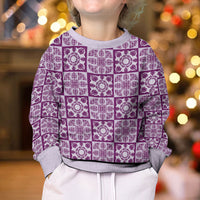 Poni Palaka Quilt Hawaii Kid Ugly Christmas Sweater Hawaiian Tropical Monstera Sea Turtle LT14 - Polynesian Pride