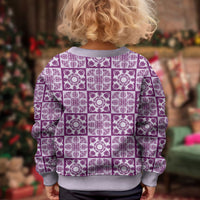 Poni Palaka Quilt Hawaii Kid Ugly Christmas Sweater Hawaiian Tropical Monstera Sea Turtle LT14 - Polynesian Pride