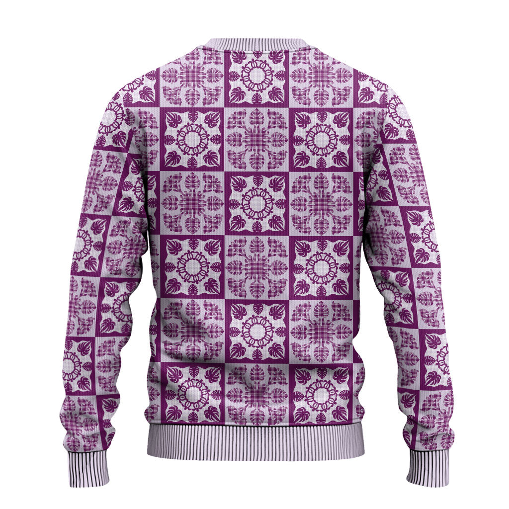 Poni Palaka Quilt Hawaii Ugly Christmas Sweater Hawaiian Tropical Monstera Sea Turtle LT14 - Polynesian Pride