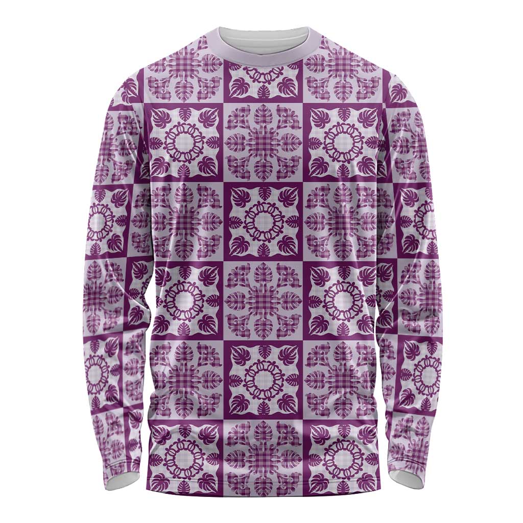 Poni Palaka Quilt Hawaii Long Sleeve Shirt Hawaiian Tropical Monstera Sea Turtle