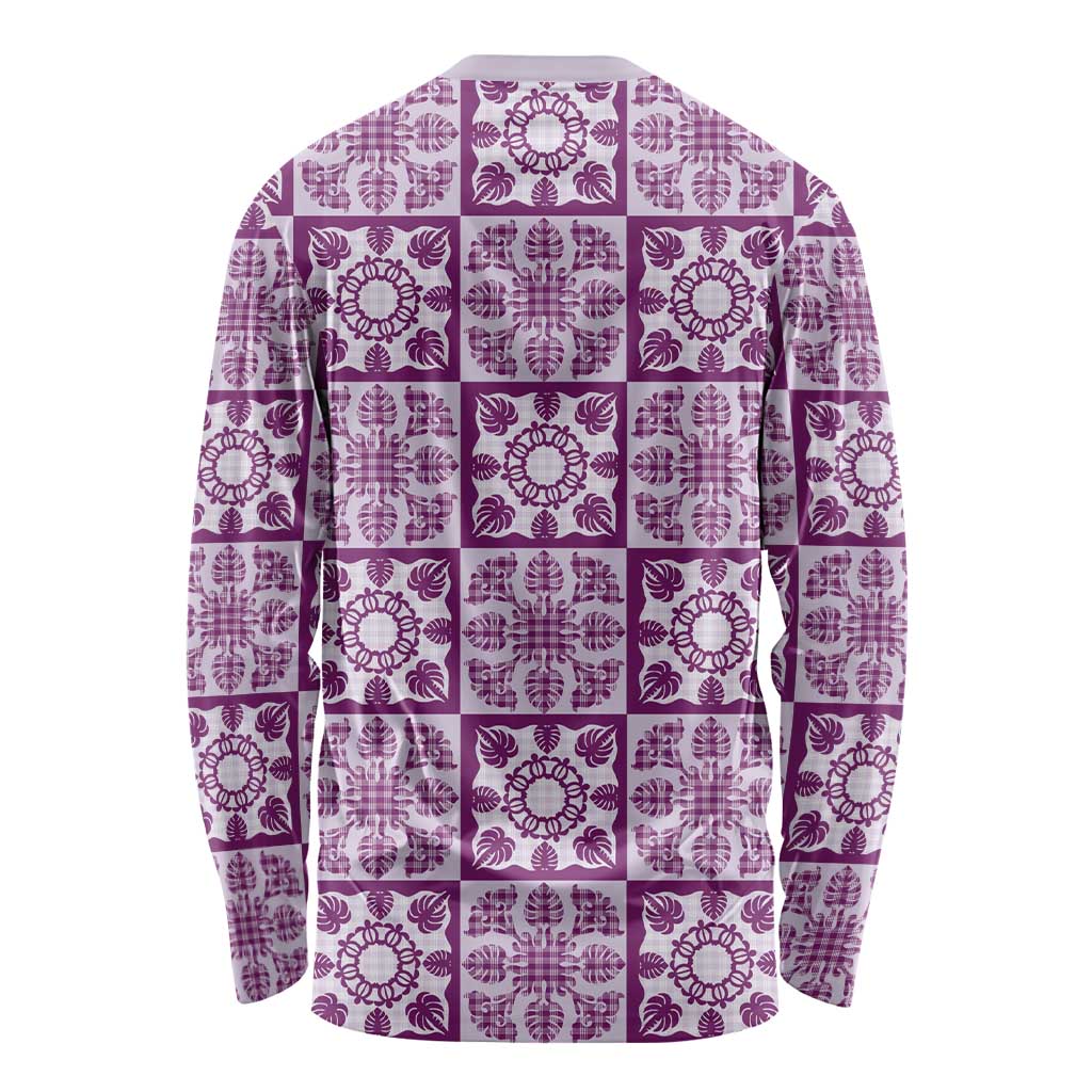 Poni Palaka Quilt Hawaii Long Sleeve Shirt Hawaiian Tropical Monstera Sea Turtle