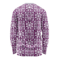 Poni Palaka Quilt Hawaii Long Sleeve Shirt Hawaiian Tropical Monstera Sea Turtle