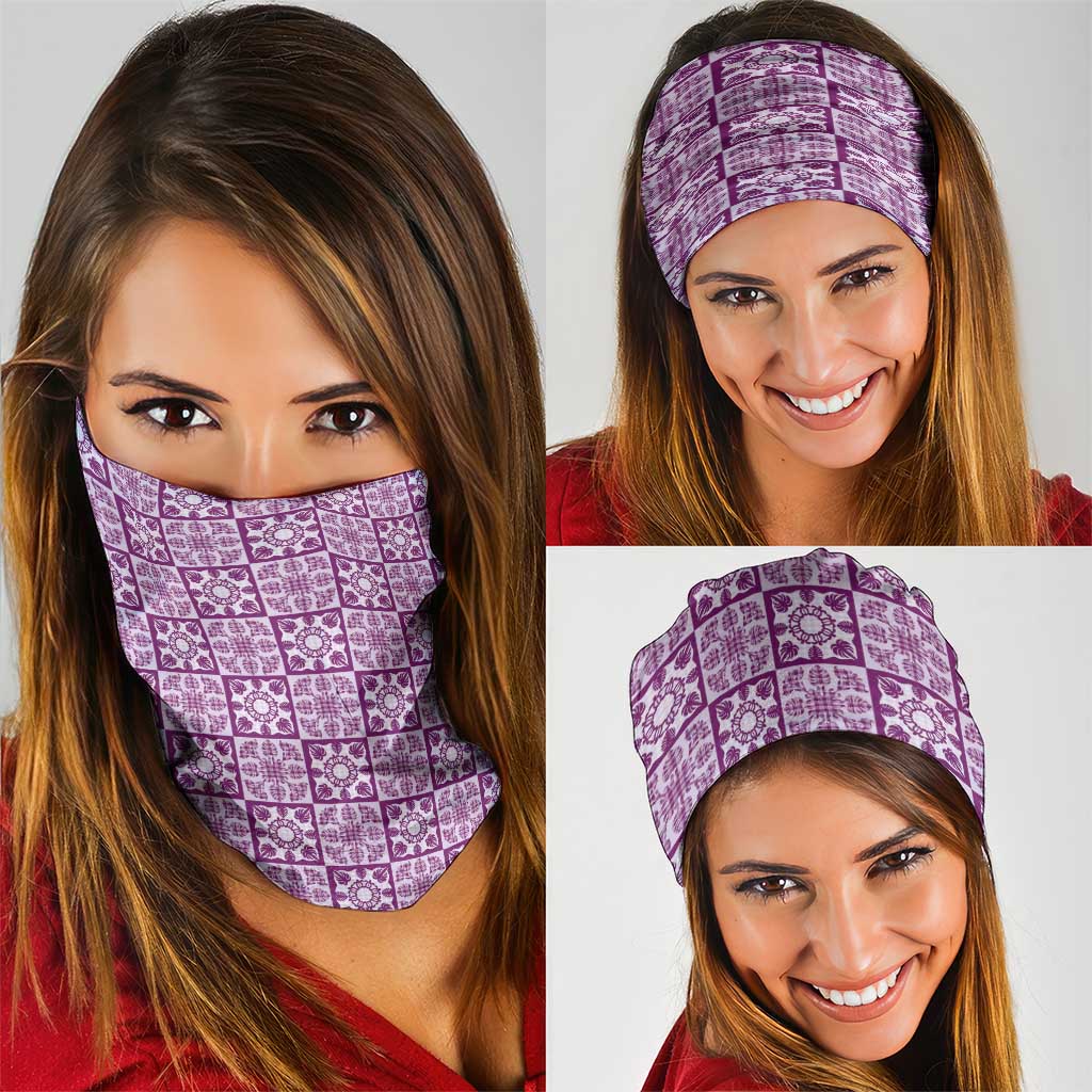 Poni Palaka Quilt Hawaii Neck Gaiter Hawaiian Tropical Monstera Sea Turtle