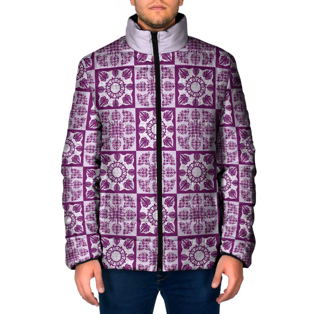Poni Palaka Quilt Hawaii Padded Jacket Hawaiian Tropical Monstera Sea Turtle