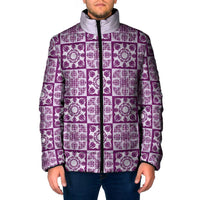 Poni Palaka Quilt Hawaii Padded Jacket Hawaiian Tropical Monstera Sea Turtle
