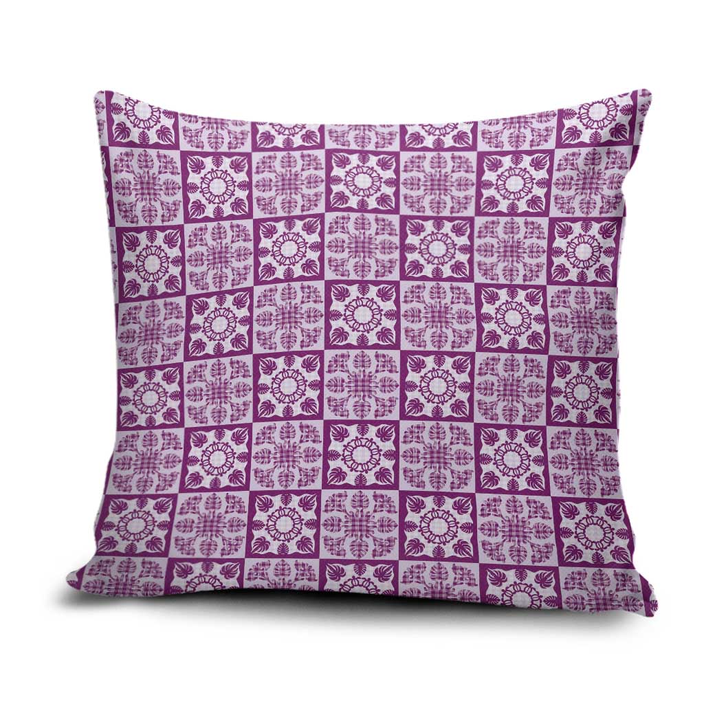 Poni Palaka Quilt Hawaii Pillow Cover Hawaiian Tropical Monstera Sea Turtle LT14 Purple - Polynesian Pride