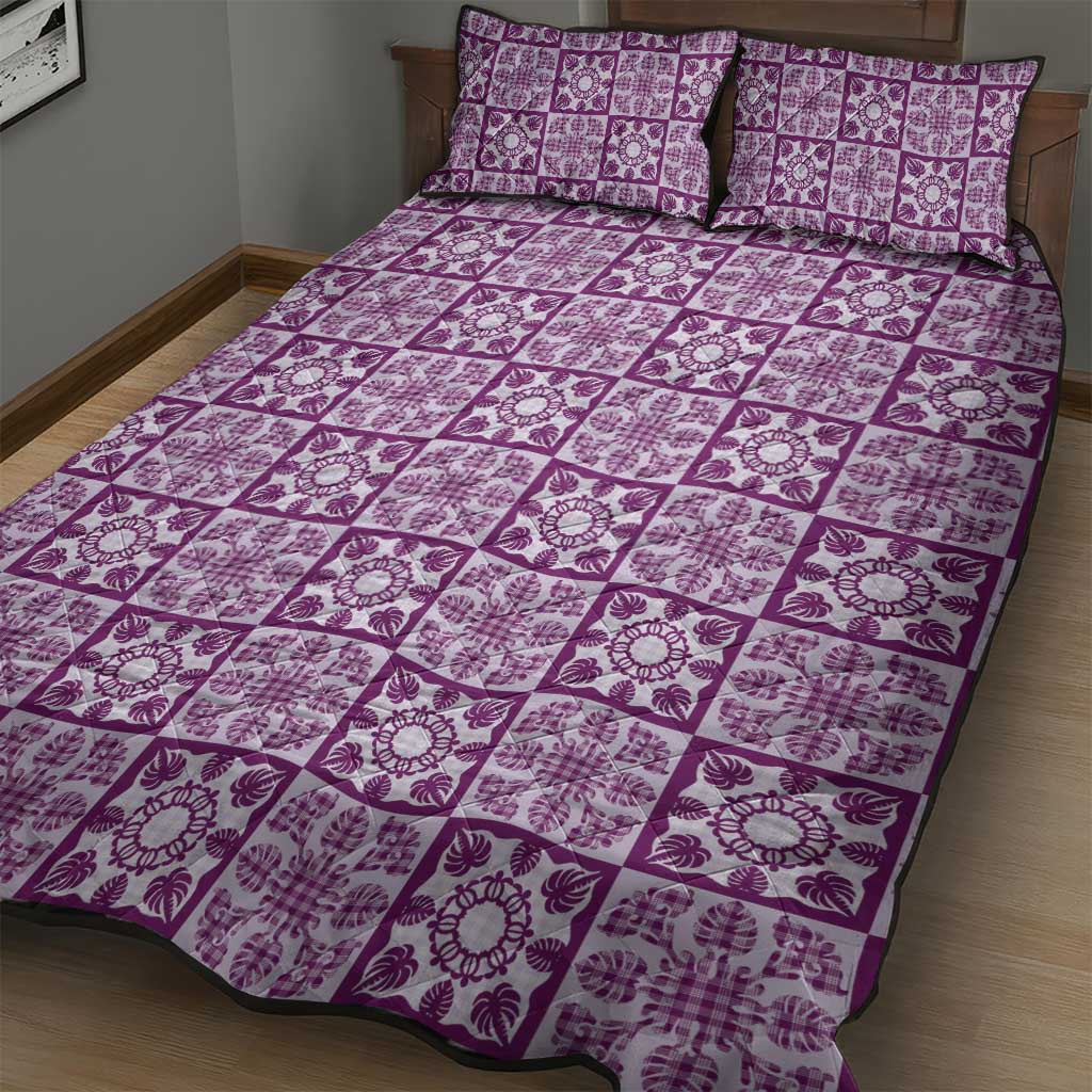 Poni Palaka Quilt Hawaii Quilt Bed Set Hawaiian Tropical Monstera Sea Turtle