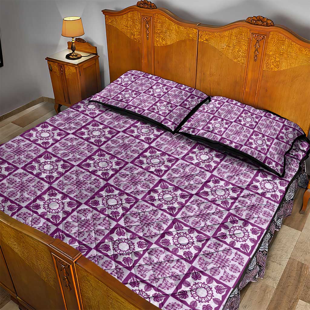 Poni Palaka Quilt Hawaii Quilt Bed Set Hawaiian Tropical Monstera Sea Turtle