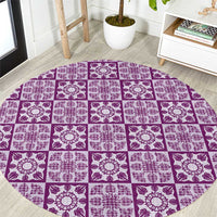 Poni Palaka Quilt Hawaii Round Carpet Hawaiian Tropical Monstera Sea Turtle