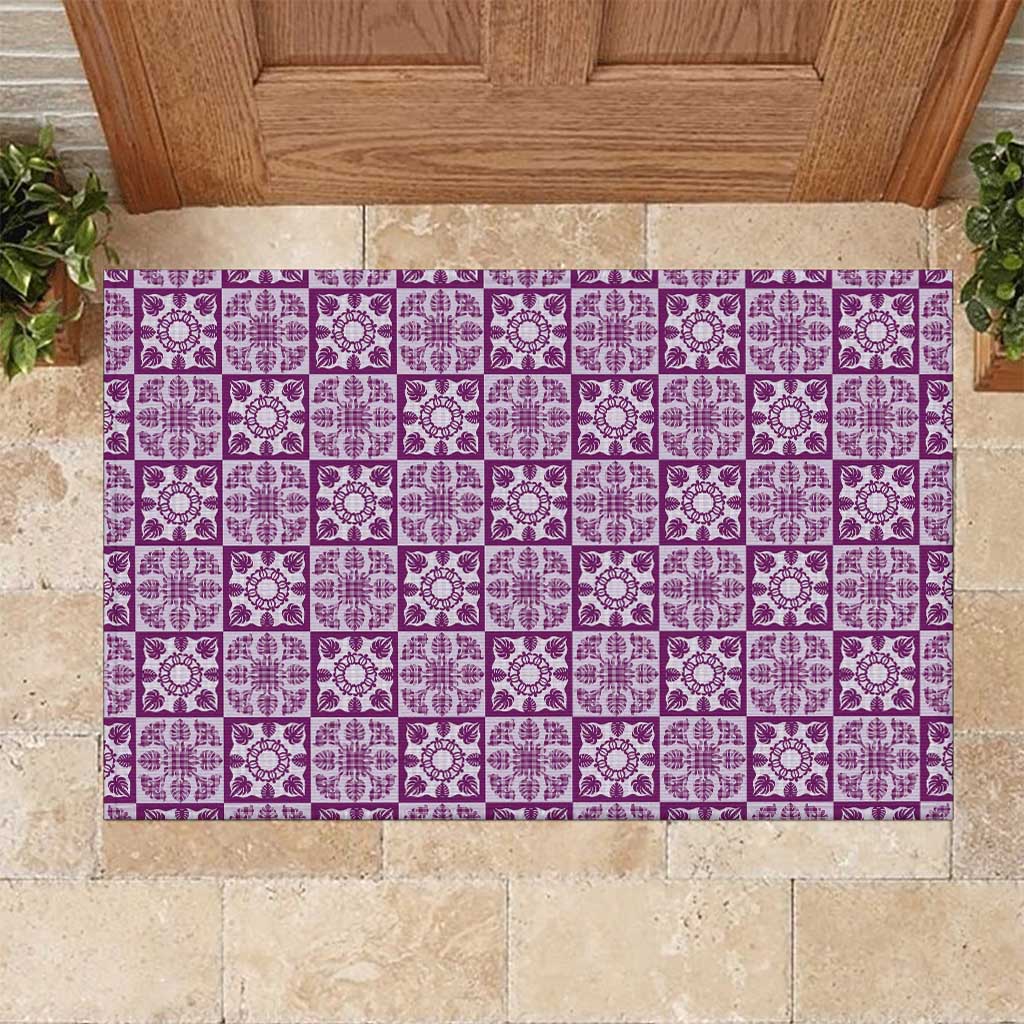 Poni Palaka Quilt Hawaii Rubber Doormat Hawaiian Tropical Monstera Sea Turtle