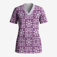 Poni Palaka Quilt Hawaii Scrub Top Hawaiian Tropical Monstera Sea Turtle