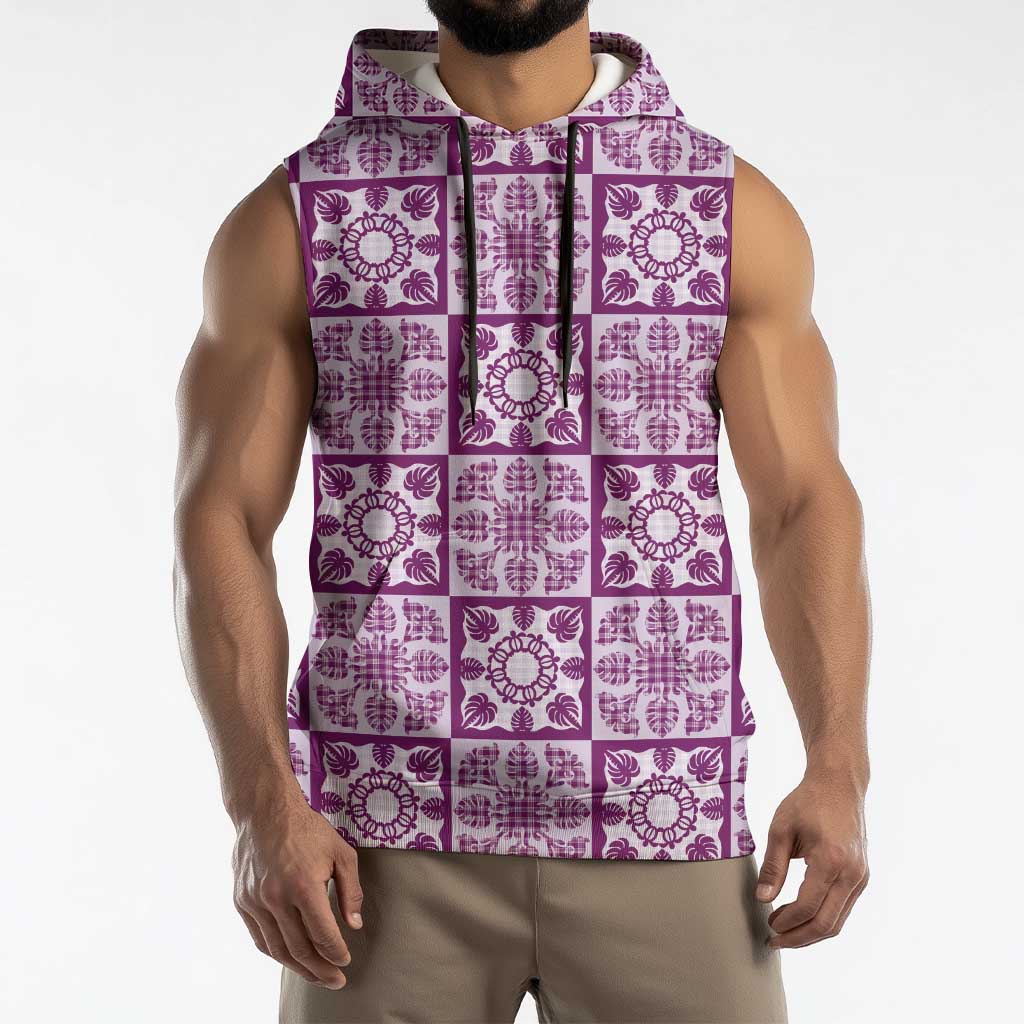Poni Palaka Quilt Hawaii Sleeveless Hoodie Hawaiian Tropical Monstera Sea Turtle LT14 - Polynesian Pride