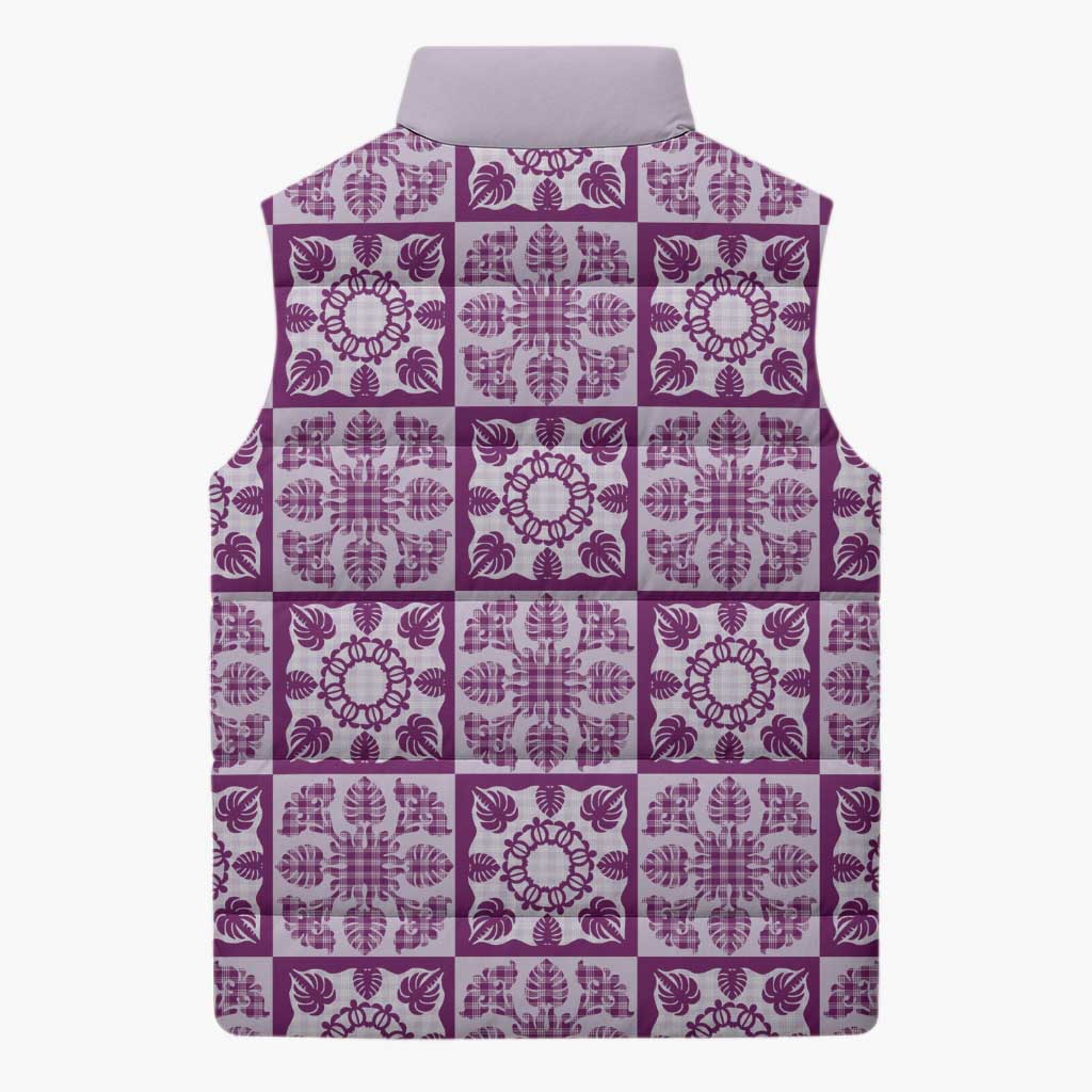 Poni Palaka Quilt Hawaii Sleeveless Puffer Jacket Hawaiian Tropical Monstera Sea Turtle LT14 - Polynesian Pride