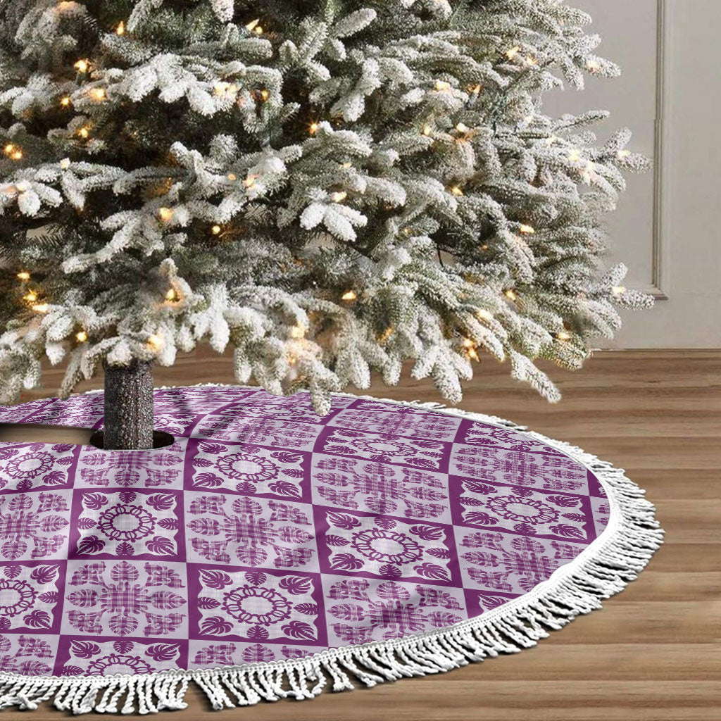 Poni Palaka Quilt Hawaii Tree Skirt Hawaiian Tropical Monstera Sea Turtle LT14 - Polynesian Pride