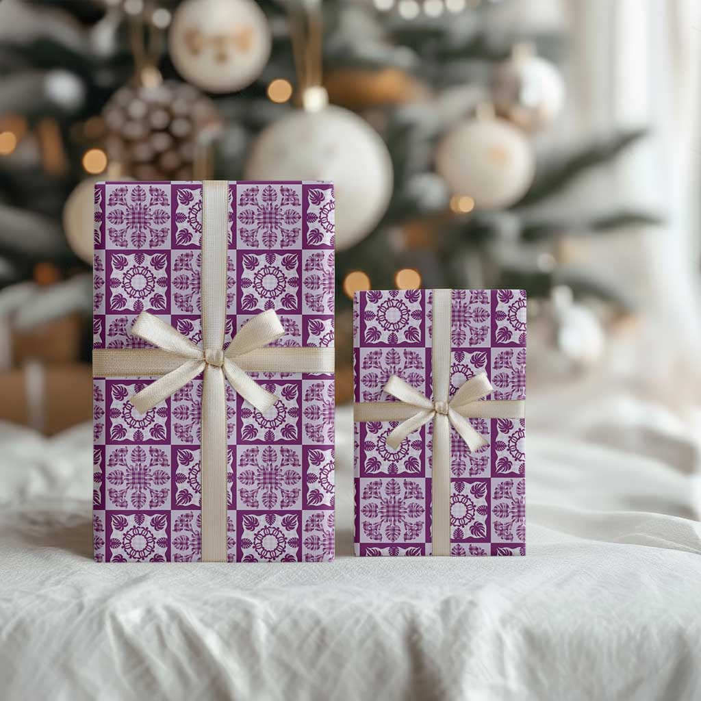 Poni Palaka Quilt Hawaii Wrapping Paper Hawaiian Tropical Monstera Sea Turtle