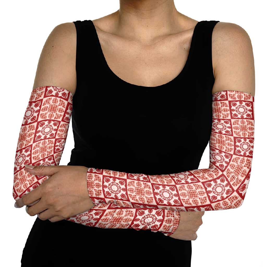Ulaula Palaka Quilt Hawaii Arm Sleeves Hawaiian Tropical Monstera Sea Turtle