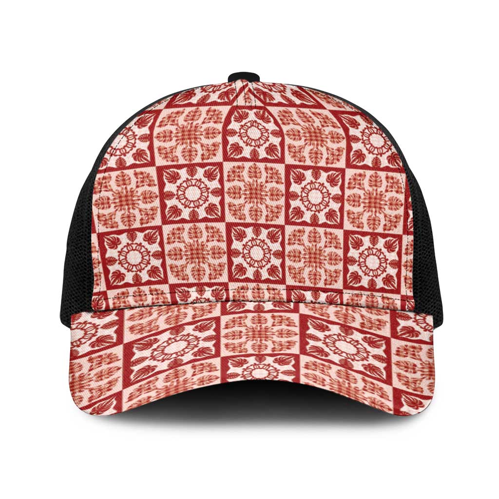 Ulaula Palaka Quilt Hawaii Baseball Net Cap Hawaiian Tropical Monstera Sea Turtle