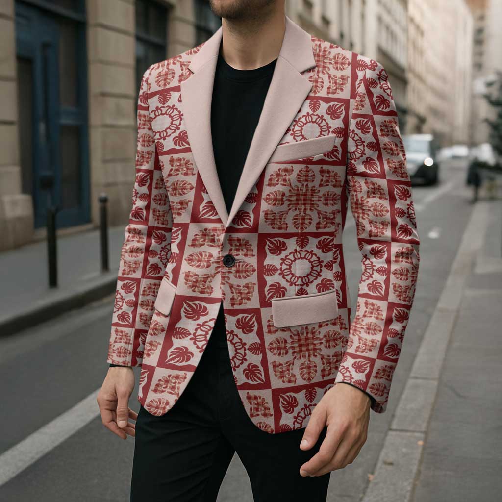 Ulaula Palaka Quilt Hawaii Blazer Hawaiian Tropical Monstera Sea Turtle