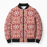 Ulaula Palaka Quilt Hawaii Bomber Puffer Jacket Hawaiian Tropical Monstera Sea Turtle