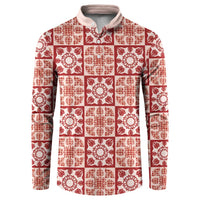 Ulaula Palaka Quilt Hawaii Button Sweatshirt Hawaiian Tropical Monstera Sea Turtle