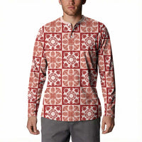 Ulaula Palaka Quilt Hawaii Button Sweatshirt Hawaiian Tropical Monstera Sea Turtle