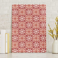 Ulaula Palaka Quilt Hawaii Canvas Wall Art Hawaiian Tropical Monstera Sea Turtle LT14 Without Frame Red - Polynesian Pride