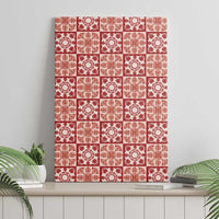 Ulaula Palaka Quilt Hawaii Canvas Wall Art Hawaiian Tropical Monstera Sea Turtle LT14 - Polynesian Pride