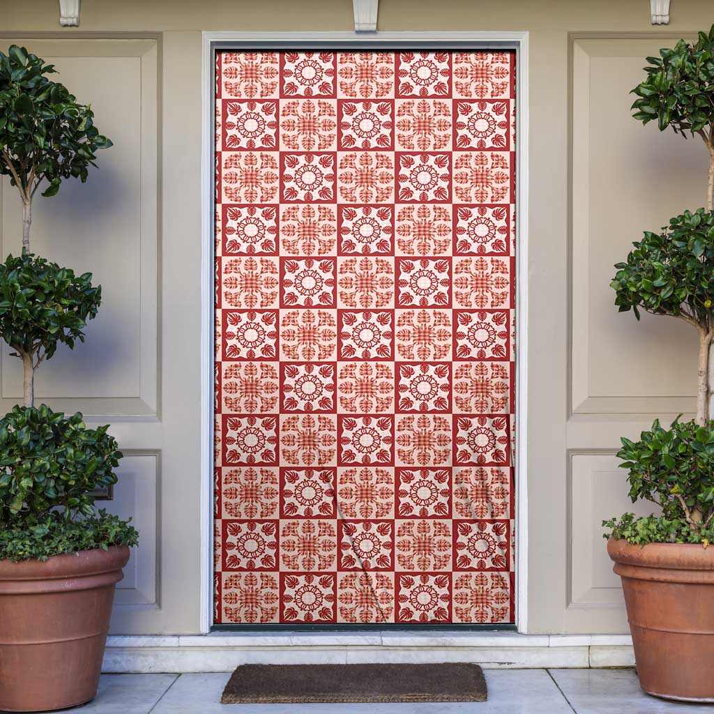 Ulaula Palaka Quilt Hawaii Door Cover Hawaiian Tropical Monstera Sea Turtle LT14 Red - Polynesian Pride