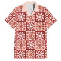 Ulaula Palaka Quilt Hawaii Family Matching Puletasi and Hawaiian Shirt Hawaiian Tropical Monstera Sea Turtle LT14 Dad's Shirt - Short Sleeve Red - Polynesian Pride