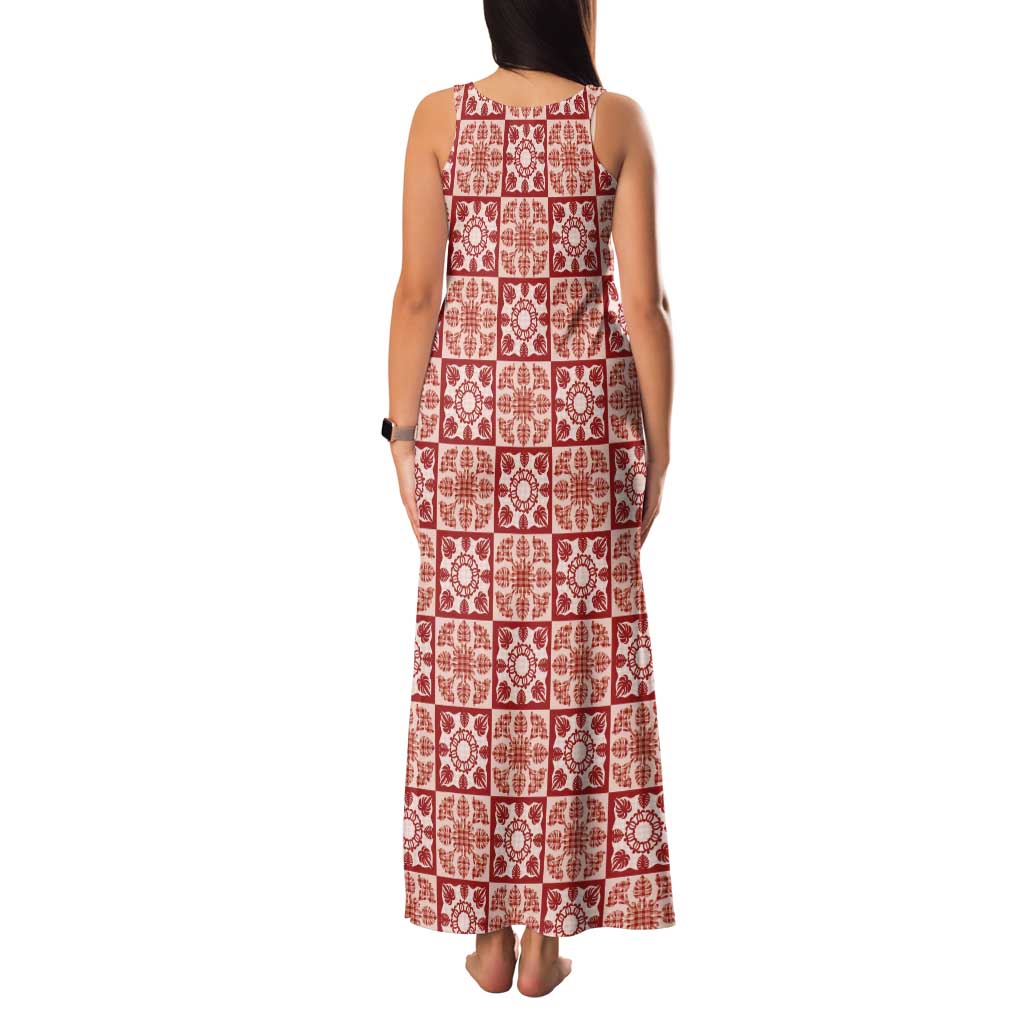 Ulaula Palaka Quilt Hawaii Family Matching Tank Maxi Dress and Hawaiian Shirt Hawaiian Tropical Monstera Sea Turtle LT14 - Polynesian Pride