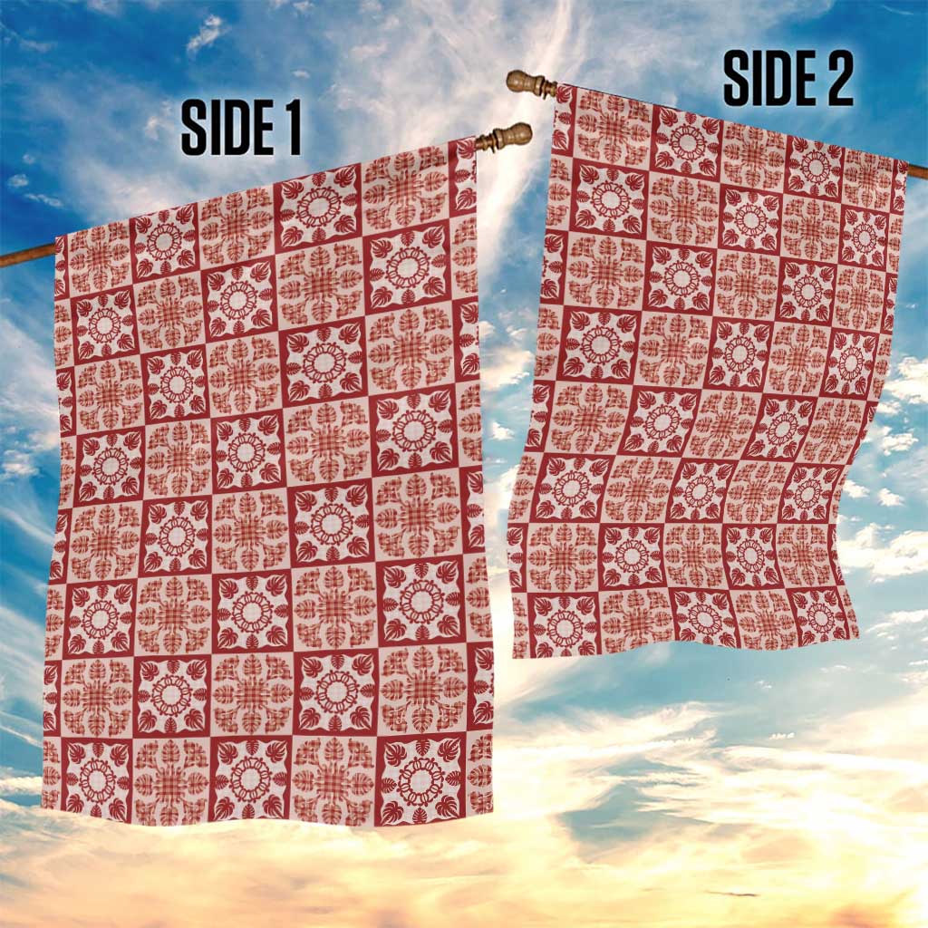 Ulaula Palaka Quilt Hawaii Garden Flag Hawaiian Tropical Monstera Sea Turtle